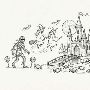 Halloween Castle Coloring Page
