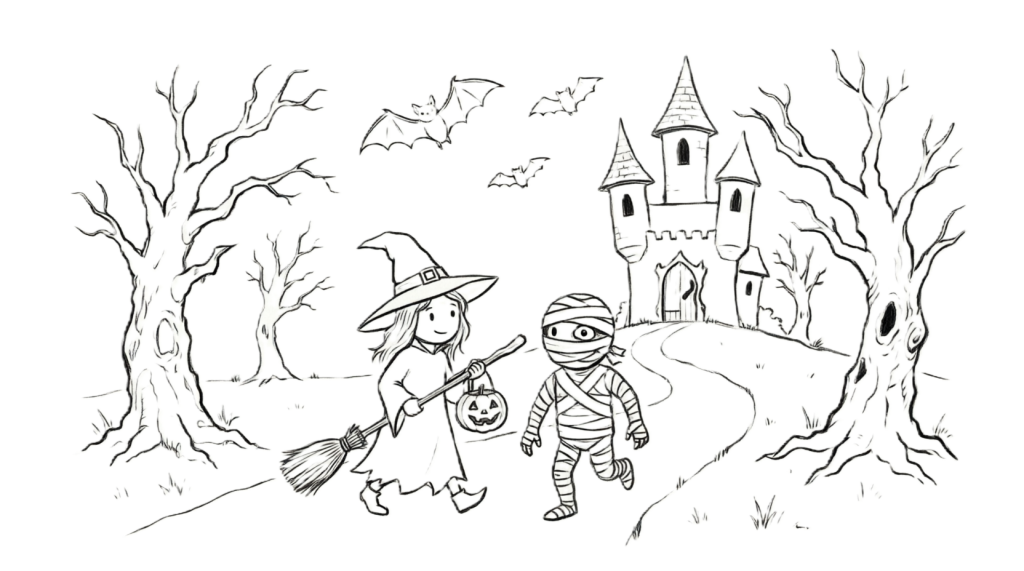 Halloween Night Coloring Page