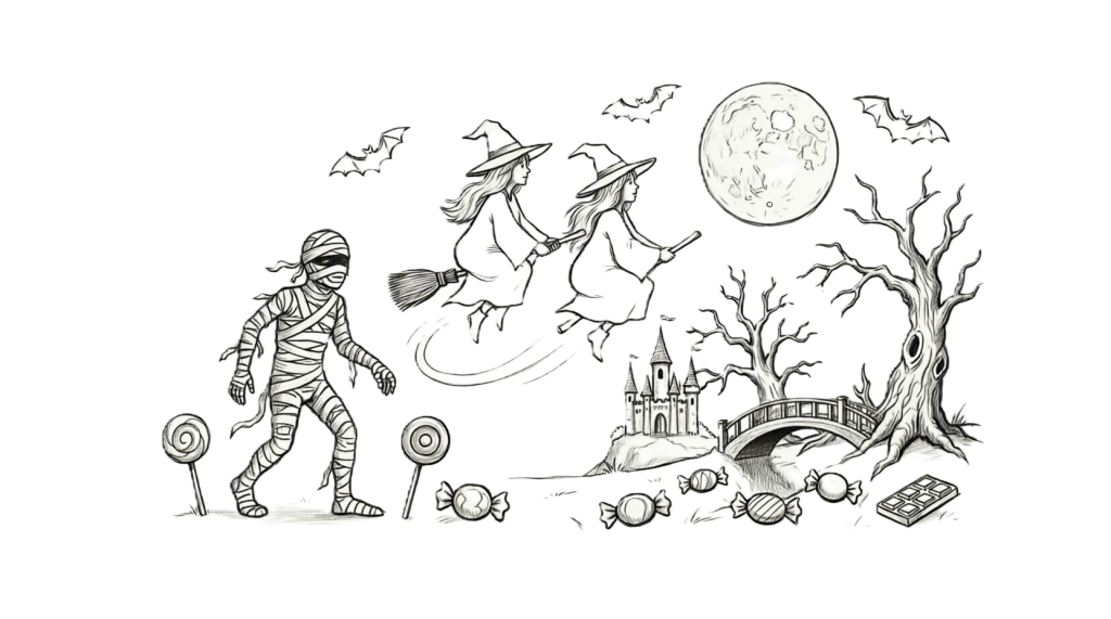 Halloween Witches Coloring Page
