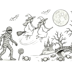 Halloween Witches Coloring Page