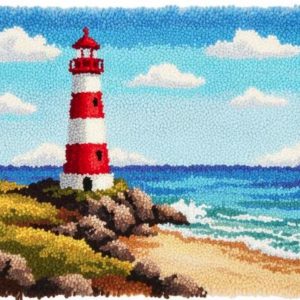 Beach Lighthouse Rug Making Latch Hooking Kit