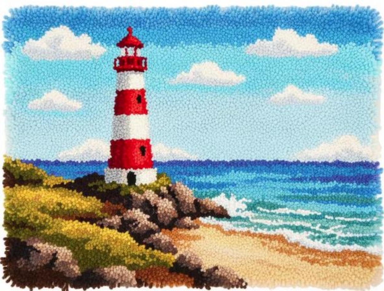 Beach Lighthouse Rug Making Latch Hooking Kit