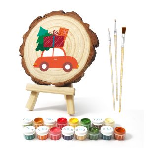 Car With Tree and Presents DIY Wood Art Paint by Number Kit