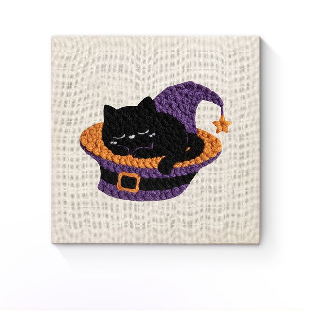Cat In Hat Halloween Punch Needle Kit