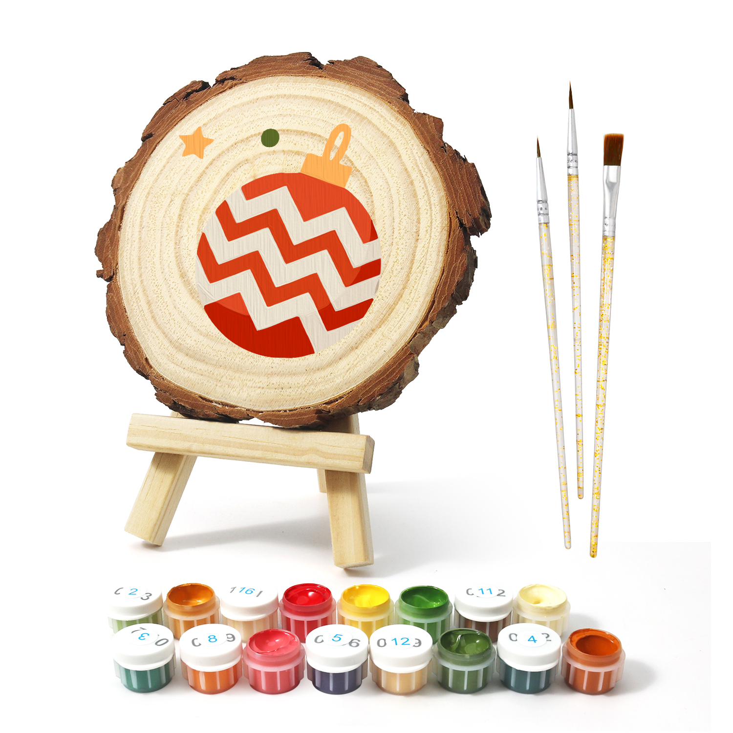 Christmas Balls DIY Wood Art Paint by Number Kit