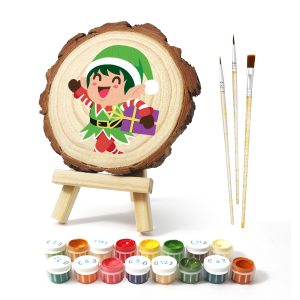 Elf With Present DIY Wood Art Paint by Number Kit