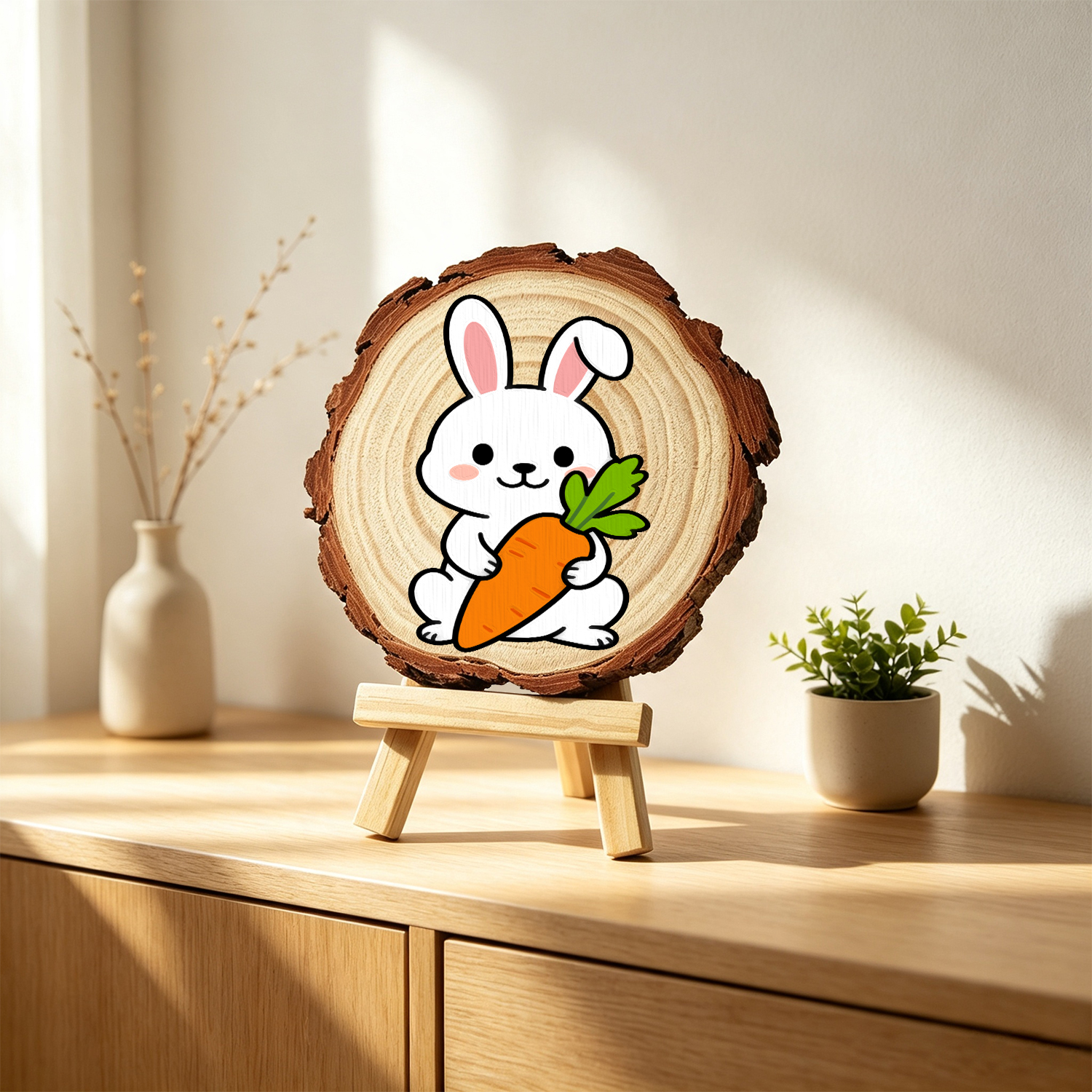 Rabbit with Carrot DIY Wood Art Paint by Number Kit