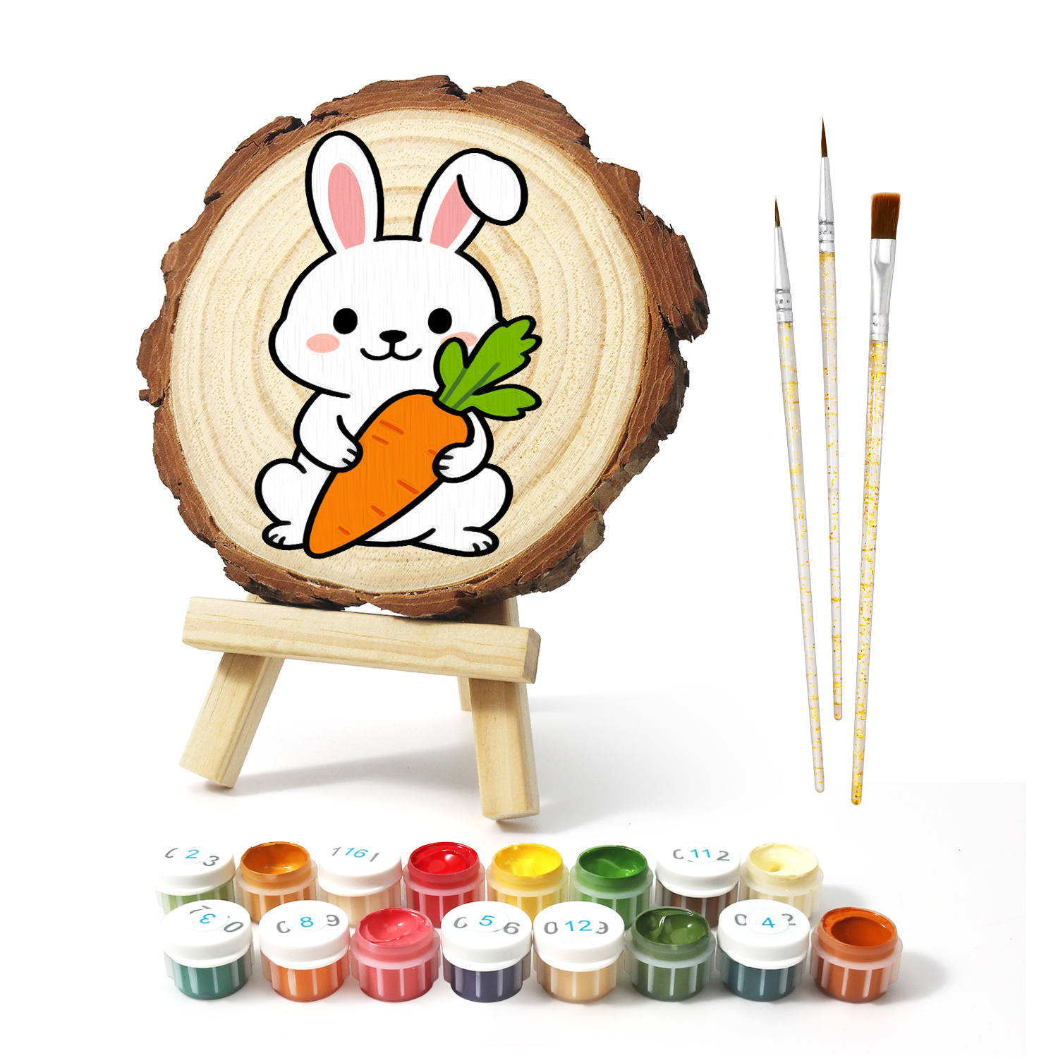 Rabbit with Carrot DIY Wood Art Paint by Number Kit
