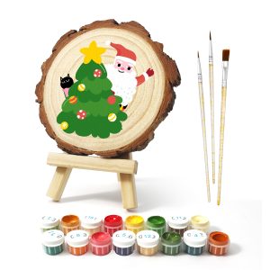 Santa Behind Tree DIY Wood Art Paint by Number Kit