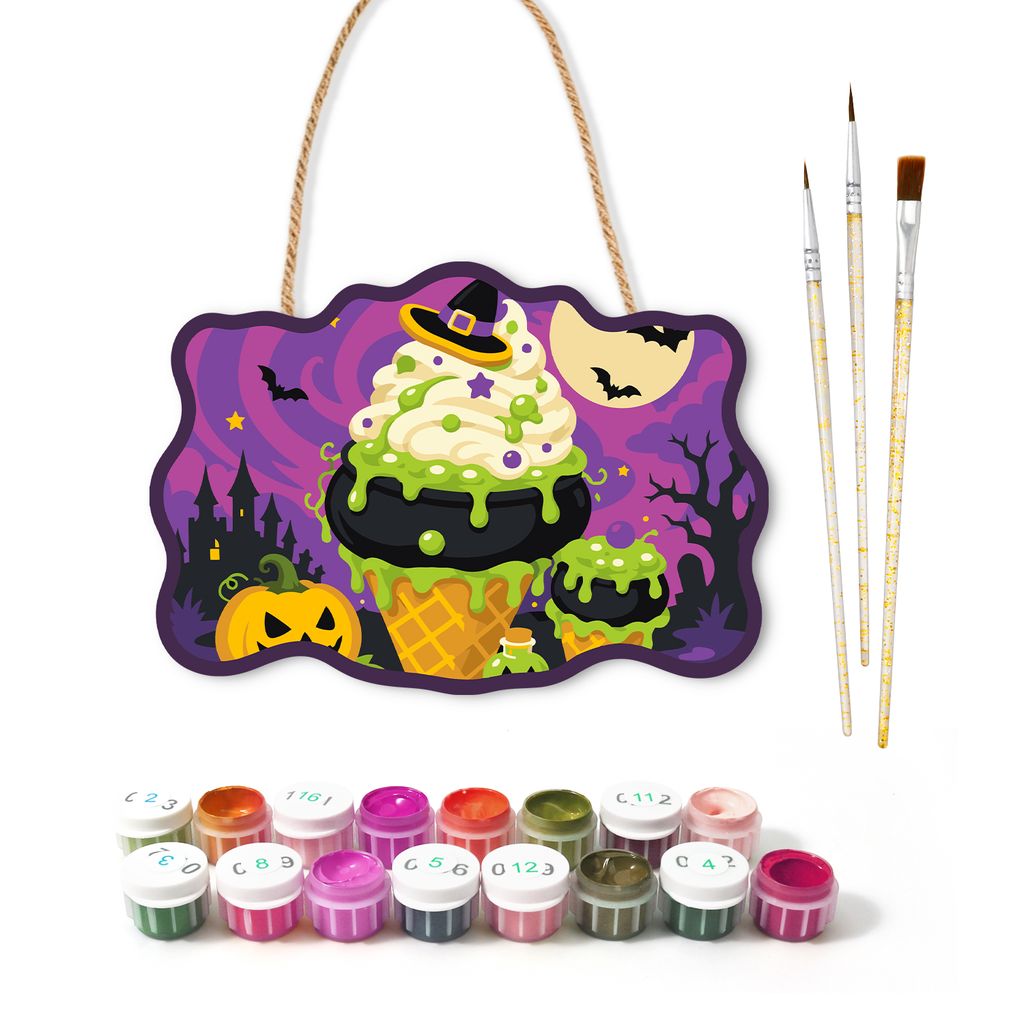 Treats Wooden Halloween Sign Paint by Number