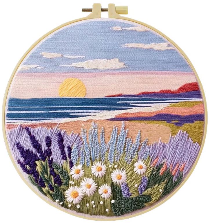 Beach Flowers Cross Stitching Kit for Beginners