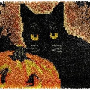 Black Cat With Pumpkin Rug Making Latch Hooking Kit