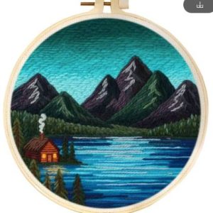 Cabin On Lake Punch Needle