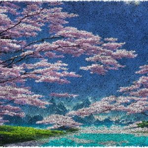 Cherry Blossom Scenery Rug Making Latch Hooking Kit