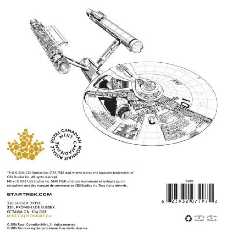 2016 $20 for $20 Fine Silver Coin Star Trek