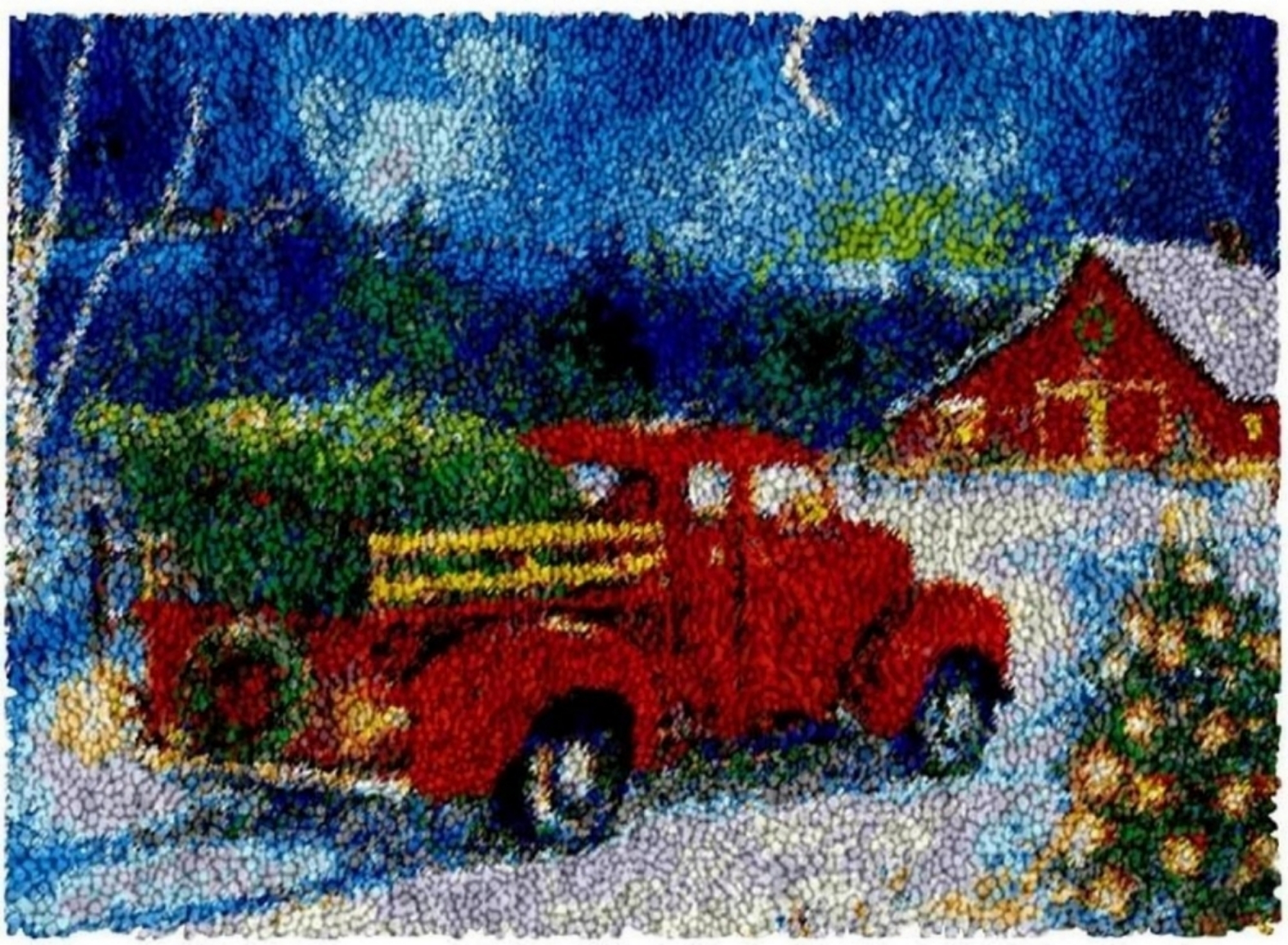 Vintage Christmas Rug Making Latch Hooking Kit