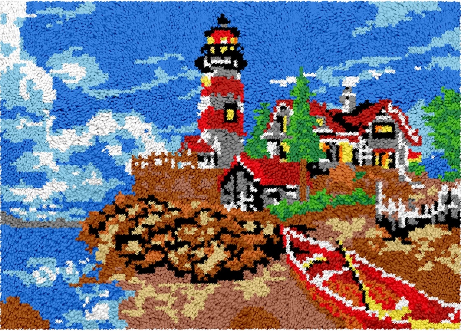 Lighthouse Scenery Rug Making Latch Hooking Kit