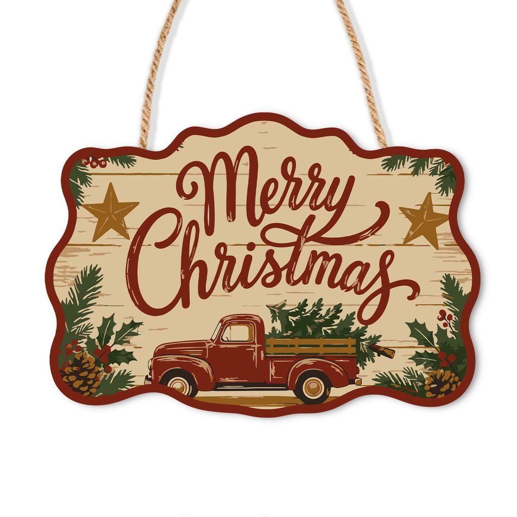 Wooden Christmas Paint by Number Sign Merry Christmas Vintage