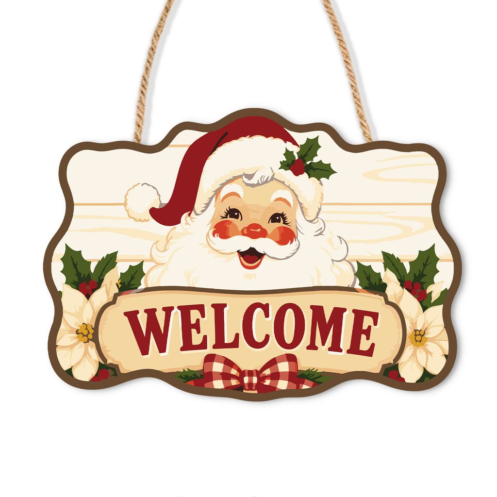 Wooden Christmas Paint by Number Sign Santa Welcome