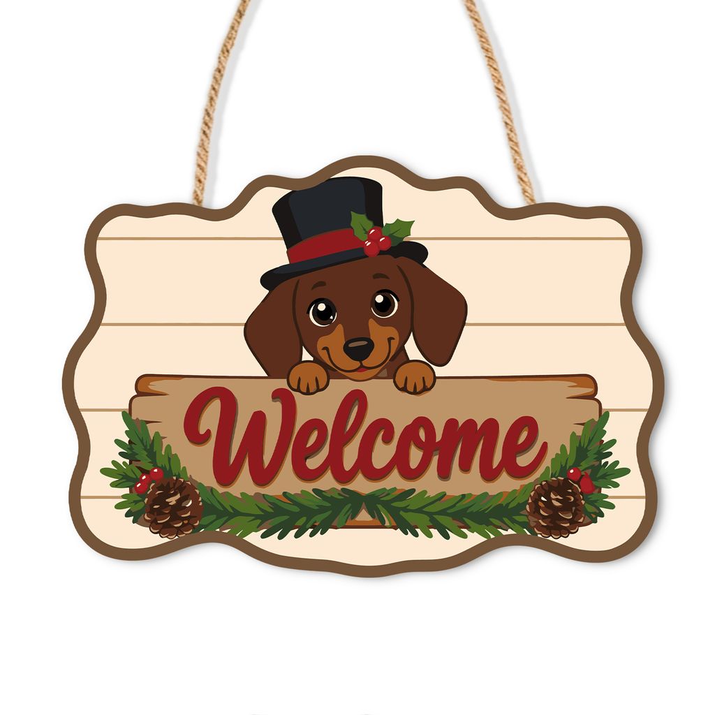 Wooden Christmas Paint by Number Sign Welcome Dog