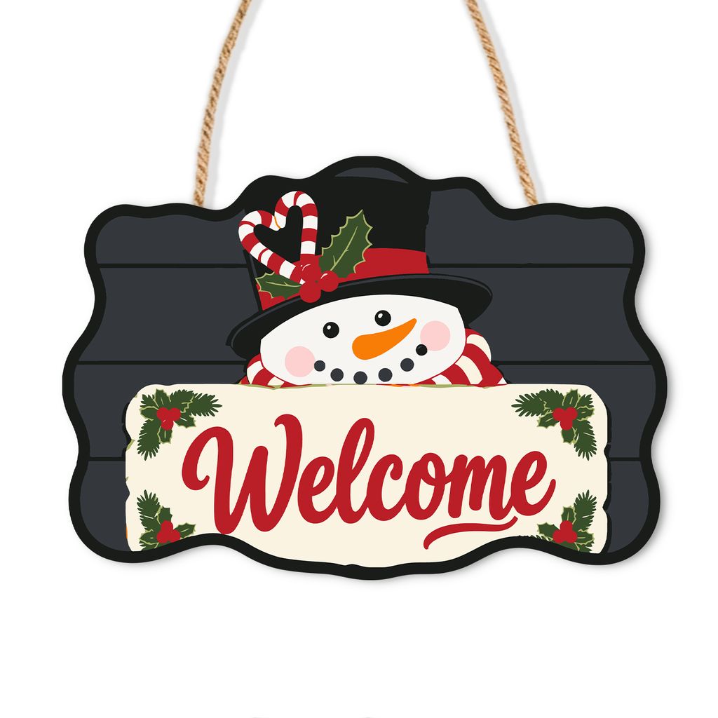 Wooden Christmas Paint by Number Sign Welcome Snowman