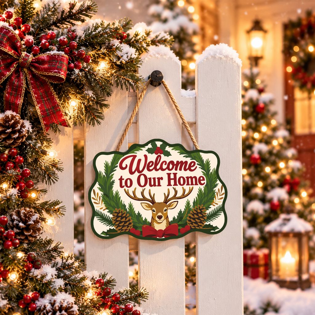 Wooden Christmas Paint by Number Sign Welcome Home