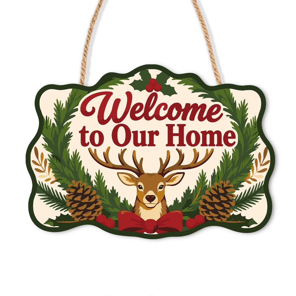 Wooden Christmas Paint by Number Sign Welcome Home