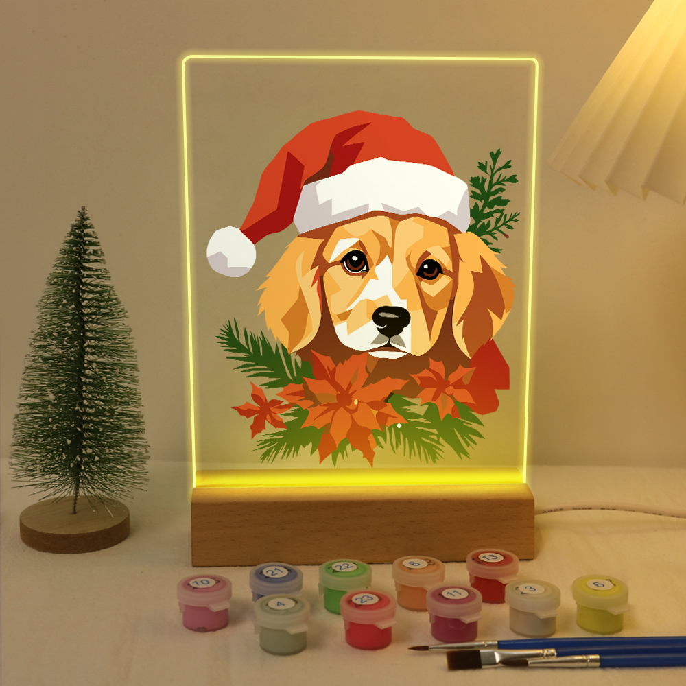 LED Light Paint By Number | Dog Santa Hat