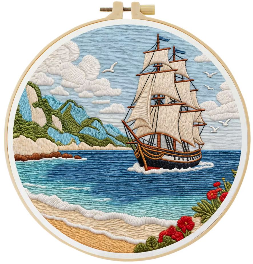 Sailboat Cross Stitching Kit for Beginners