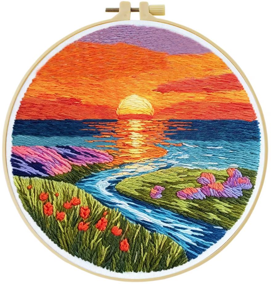 Sunset on Beach Cross Stitching Kit for Beginners