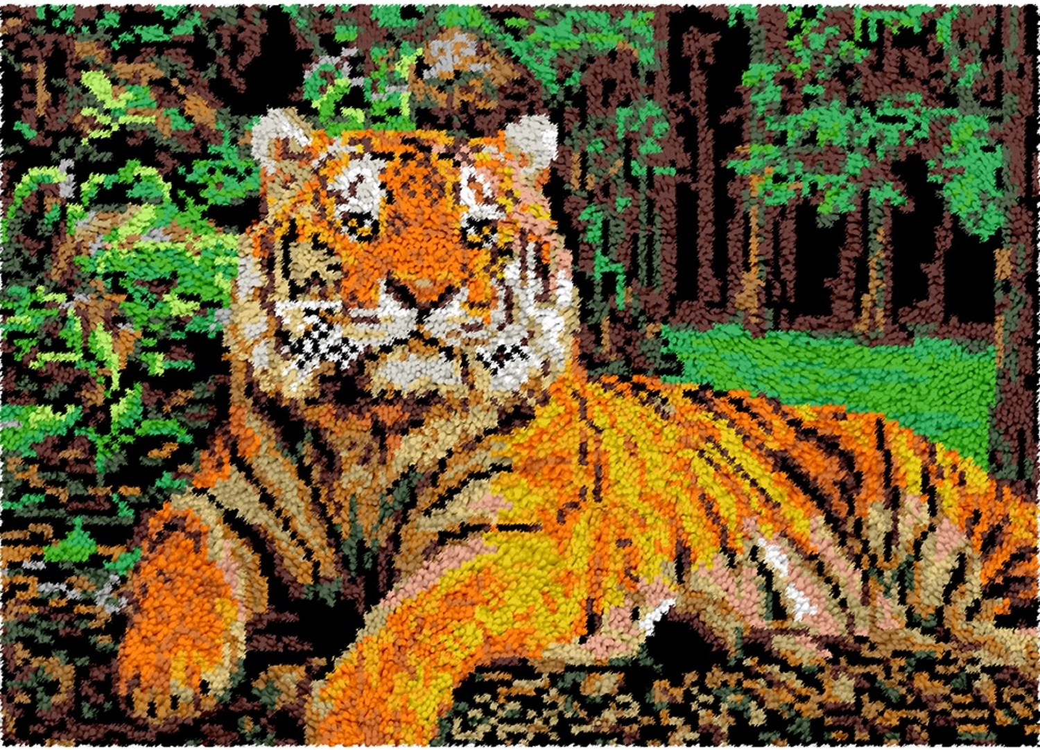 Tiger Forest Rug Making Latch Hooking Kit